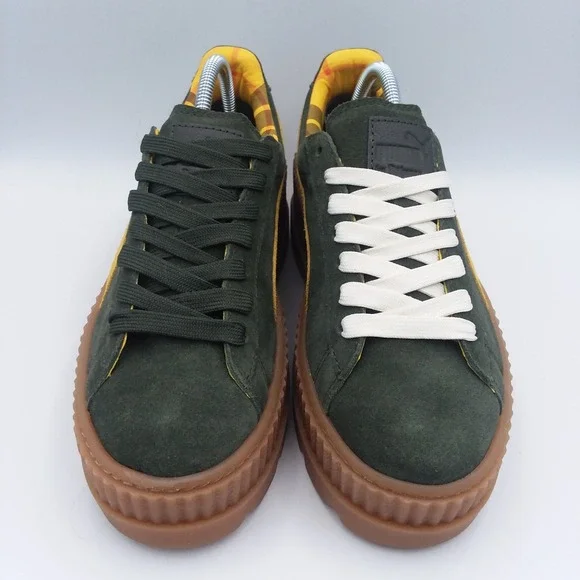 Puma X Fenty Rihanna Cleated Creeper Green Yellow Suede Platform Shoes Women's 8 - Picture 8 of 13
